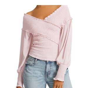 BB Dakota by Steve Madden Light Pink Smocked Blouse